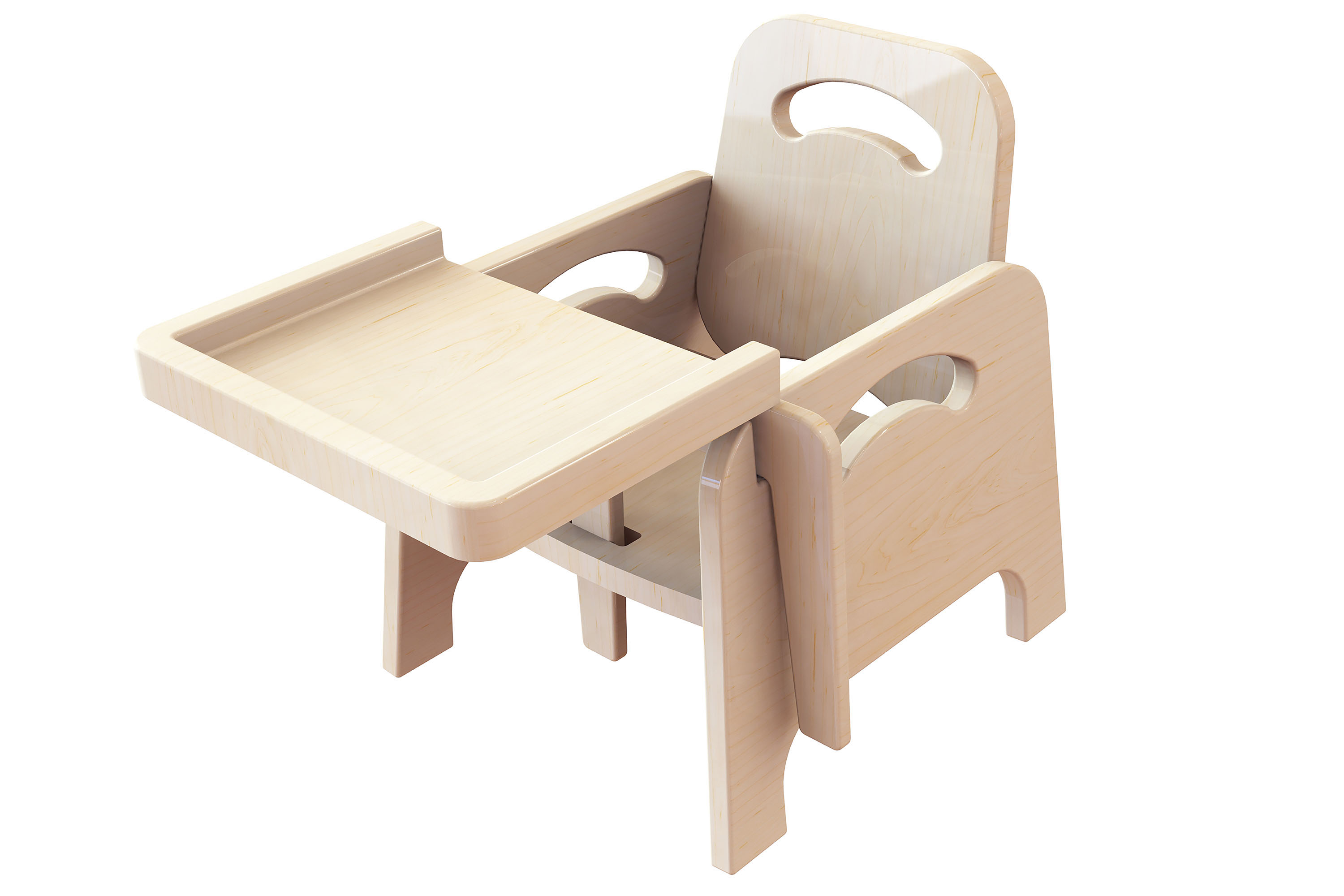 infant wooden feeding chair with tray